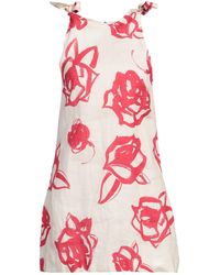 MSGM - Ivory Mini Dress Linen - Lyst