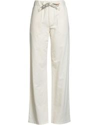 Alanui - Ivory Pants Cotton, Paper Yarn, Linen, Viscose, Acrylic - Lyst