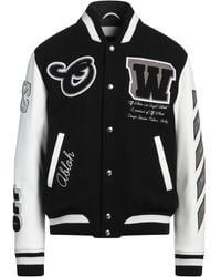 Off-White c/o Virgil Abloh - Cappotto nero con motivo ricamato - Lyst