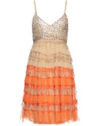 Cristinaeffe - Khaki Mini Dress Viscose, Nylon, Cotton - Lyst