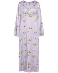 BERNADETTE - Lilac Midi Dress Silk, Elastane - Lyst