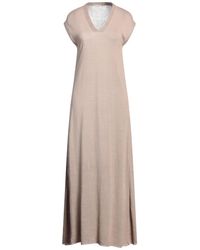 Le Tricot Perugia - Khaki Maxi Dress Linen, Cotton, Polyester - Lyst