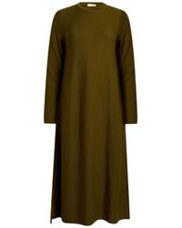 Siyu - Khaki Midi Dress Merino Wool - Lyst