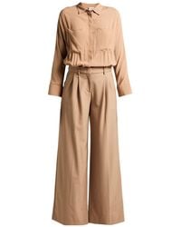 Semicouture - Camel Jumpsuit Polyester, Virgin Wool, Elastane, Acetate, Silk - Lyst