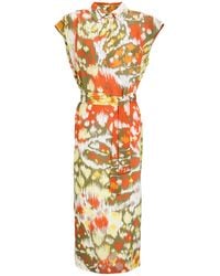 Caliban - Midi Dress Viscose, Silk - Lyst