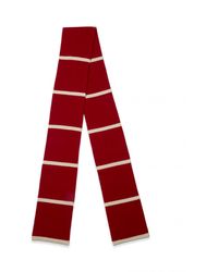 YMC Lambswool Striped Scarf Red Almond