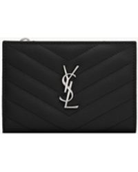 Saint Laurent - Cassandre Matelassé Fragments Portefeuille À Deux Volets En Cuir Grain De Poudre - Lyst
