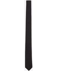 Saint Laurent - Gestreifte krawatte aus woe nd seidenjacquard schwarz - Lyst