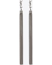 Saint Laurent Loulou Earrings With Chain Tassels In Silver Brass - White