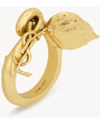 Saint Laurent - Cassandre Leaf Charm Ring - Lyst