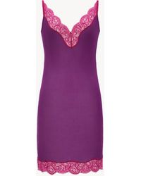 Saint Laurent - Spitze-Unterkleid Aus Geripptem Seidenjersey - Lyst