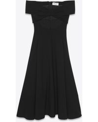 Saint Laurent Synthetic Long Backless Dress In Crepe Viscose in 