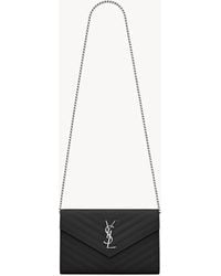 Saint Laurent - Small Envelope Quilted Grain Leather Bag - Lyst