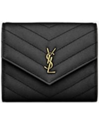 Saint Laurent - Cassandre Matelassé Compact Tri Fold Wallet - Lyst