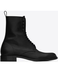 Saint Laurent Vaughn 20 Leather Lace-up Boots in Black for Men | Lyst