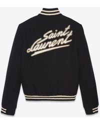 Saint Laurent - Teddyjacke aus wolle schwarz - Lyst