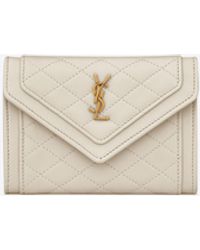 Shop Saint Laurent ENVELOPPE GABY SMALL ENVELOPE WALLET IN QUILTED