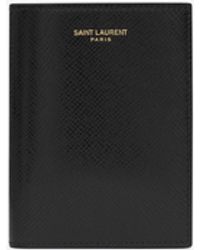 Saint Laurent - Paris Credit Card Wallet In Coated Bark Leather - Lyst