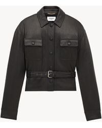 Saint Laurent - Saint Laone Sizerent Saharienne ショートジャケット（ラムスキン） - Lyst