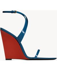 Saint Laurent - サロメ ウェッジ（パテントレザー） ブルー - Lyst