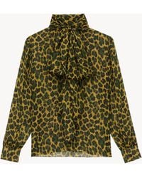 Saint Laurent - Blusa Con Collo Lavallière - Lyst