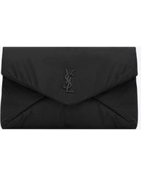 Saint Laurent - Große cassandre envelope pouch aus nylon schwarz - Lyst