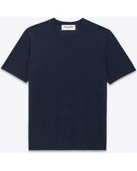 Saint Laurent - Logo-embroidered Wool-silk Blend T-shirt - Lyst