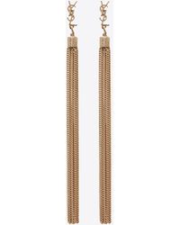 Saint Laurent Loulou Earrings With Chain Tassels In Light Gold-colored Brass - Metallic