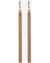 Saint Laurent Loulou Earrings With Chain Tassels In Light Gold-colored Brass - Metallic