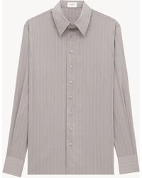 Saint Laurent - Chemise En Coton Et Voile De Soie Rayés - Lyst