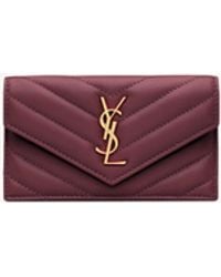 Saint Laurent - Lambskin Cassandre Fragments Flap Card Holder - Lyst