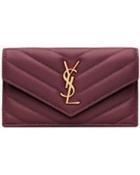 Saint Laurent - Lambskin Cassandre Fragments Flap Card Holder - Lyst