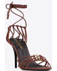 Saint Laurent - Babylone sandalen aus glattleder bernstein - Lyst