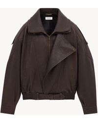 Saint Laurent - Bomberjacke aus lammleder bernstein - Lyst