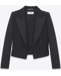 Saint Laurent - Cropped Tuxedo Jacket - Lyst