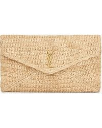 Saint Laurent - Saint Laone Sizerent カサンドラ ラージ エンベロープポーチ（ラフィア） - Lyst