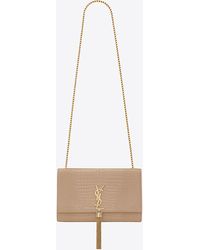 kate medium with tassel in crocodile embossed shiny leather