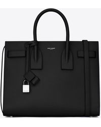 Saint Laurent Sunset Small In Grained Leather in Black | Lyst