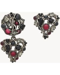 Saint Laurent - Cassandre Crystal Heart Earrings - Lyst