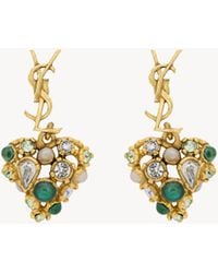 Saint Laurent - Cassandre Crystal Heart Earrings - Lyst