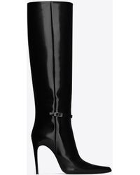 Saint Laurent - Vendome stiefel aus glasiertem leder schwarz - Lyst