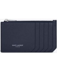 Saint Laurent - Fragments Zipped Card Case In Grain De Poudre-embossed Leather - Lyst