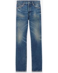Saint Laurent - Jeans mit geradem bein aus denim - Lyst