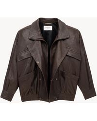 Saint Laurent - Bomberjacke Aus Bubble-Lammleder - Lyst
