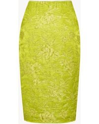 Saint Laurent - Brocade Midi Skirt - Lyst