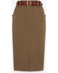 Saint Laurent - Pencil Skirt In Cotton Twill - Lyst