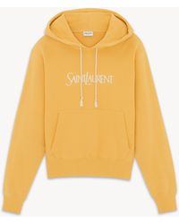 Saint Laurent - Logo Print Hoodie - Lyst