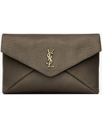 Saint Laurent - Leather Cassandre Envelope Pouch - Lyst
