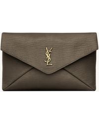Saint Laurent - Leather Cassandre Envelope Pouch - Lyst