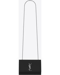 saint laurent classic small kate chain bolsa in black grain de poudre textured leather
